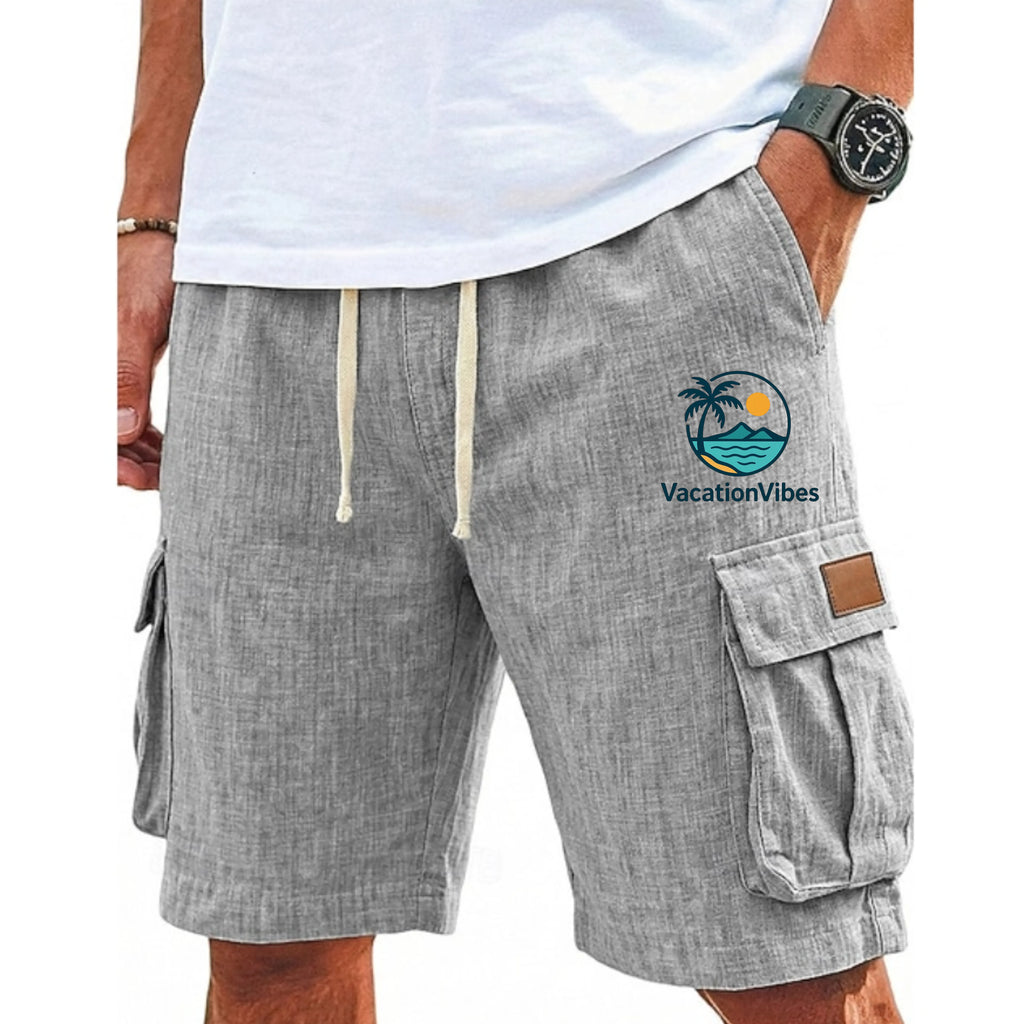 Men's Shorts Linen Shorts Beach Shorts Drawstring Elastic Waist Multi Pocket Plain Comfort