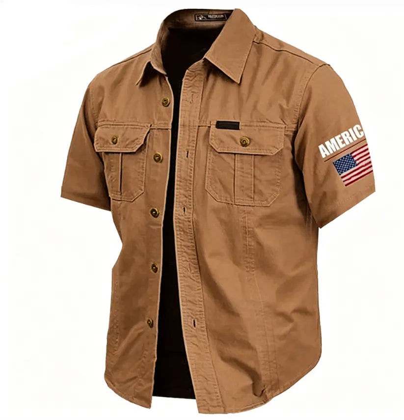 Men's 4th of July U.S. 250th Anniversary American Flag Cotton Work Shirts Western Shirt