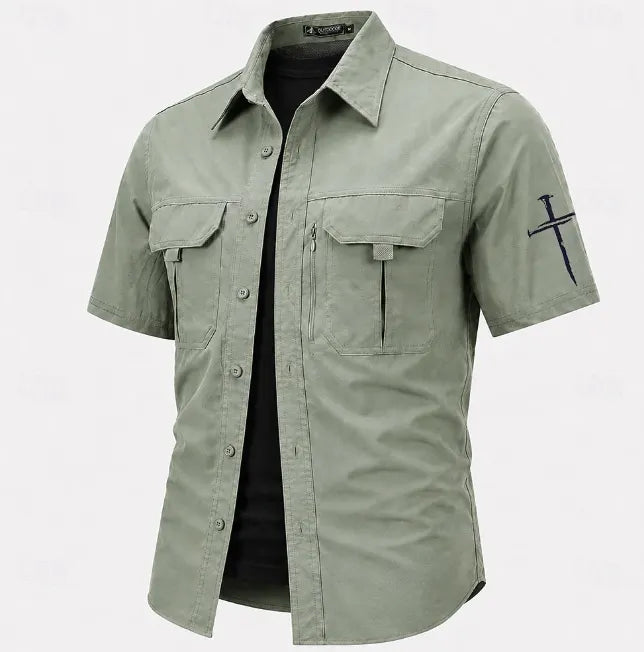 Men's Cross Fishing Shirts Cargo Shirt Utility Shirt Short Sleeve Sports & Outdoors Tactical Outdoor Streetwear