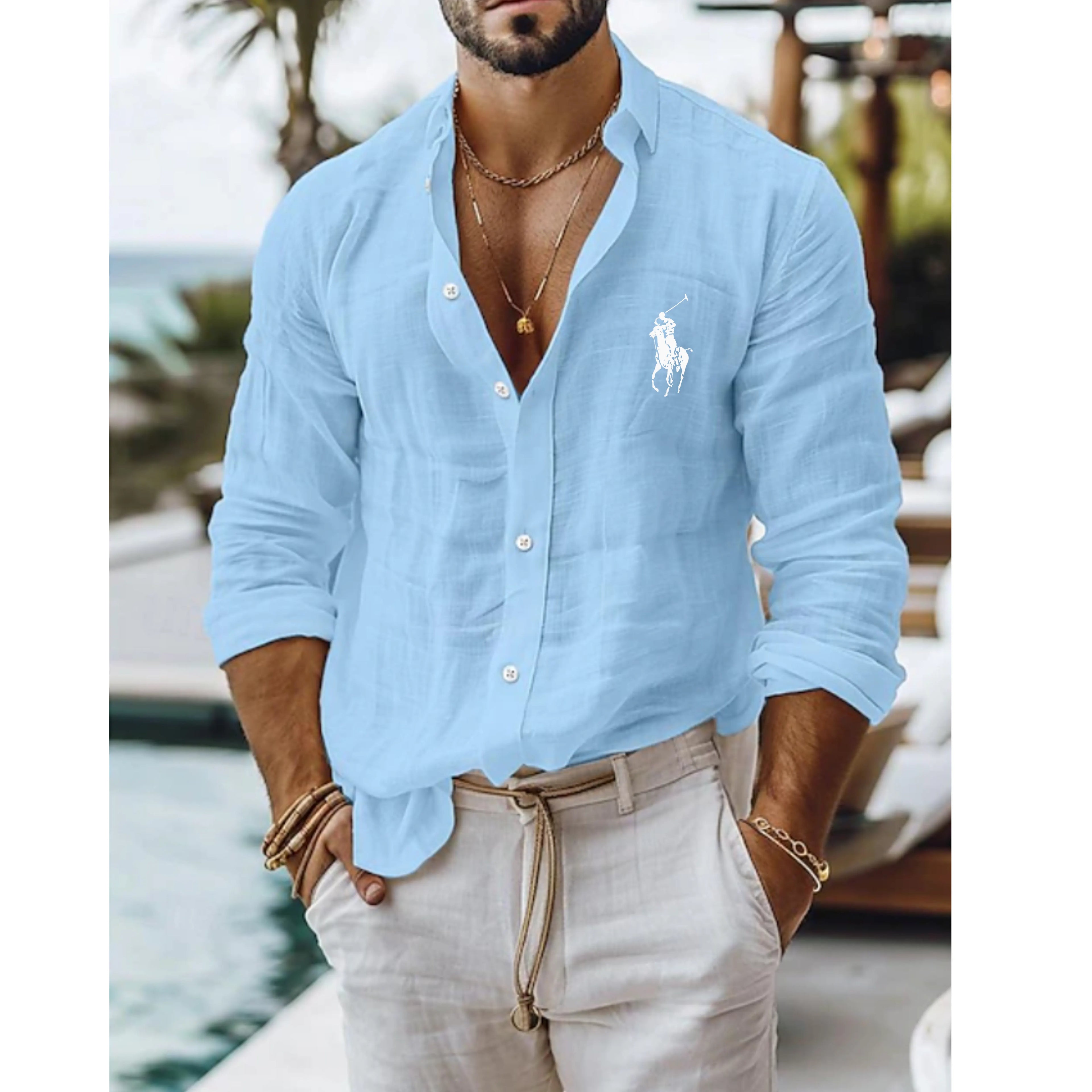 Men's Shirt Linen Shirt Summer Shirt Beach