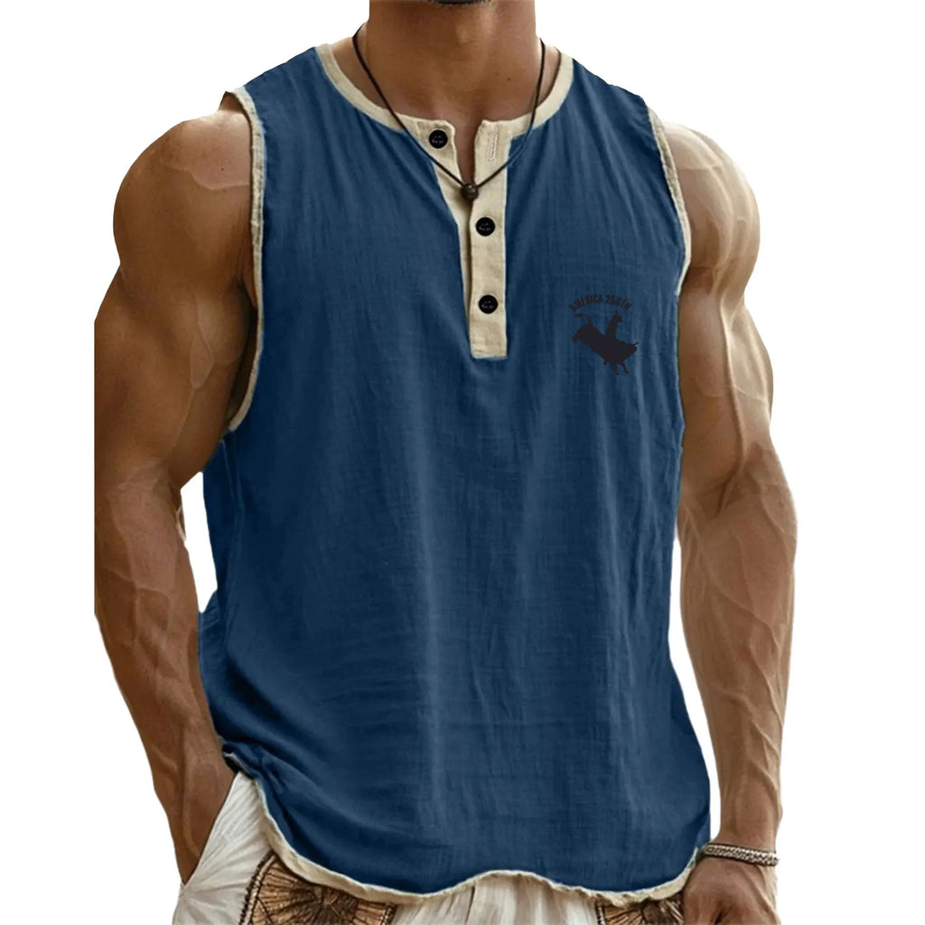 Men's Tank Top Vest Top Undershirt Sleeveless Shirt Sleeveless Henley Summer Plain
