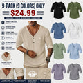 20260622-14-Men's Short-Sleeve Linen V-Neck Shirta
