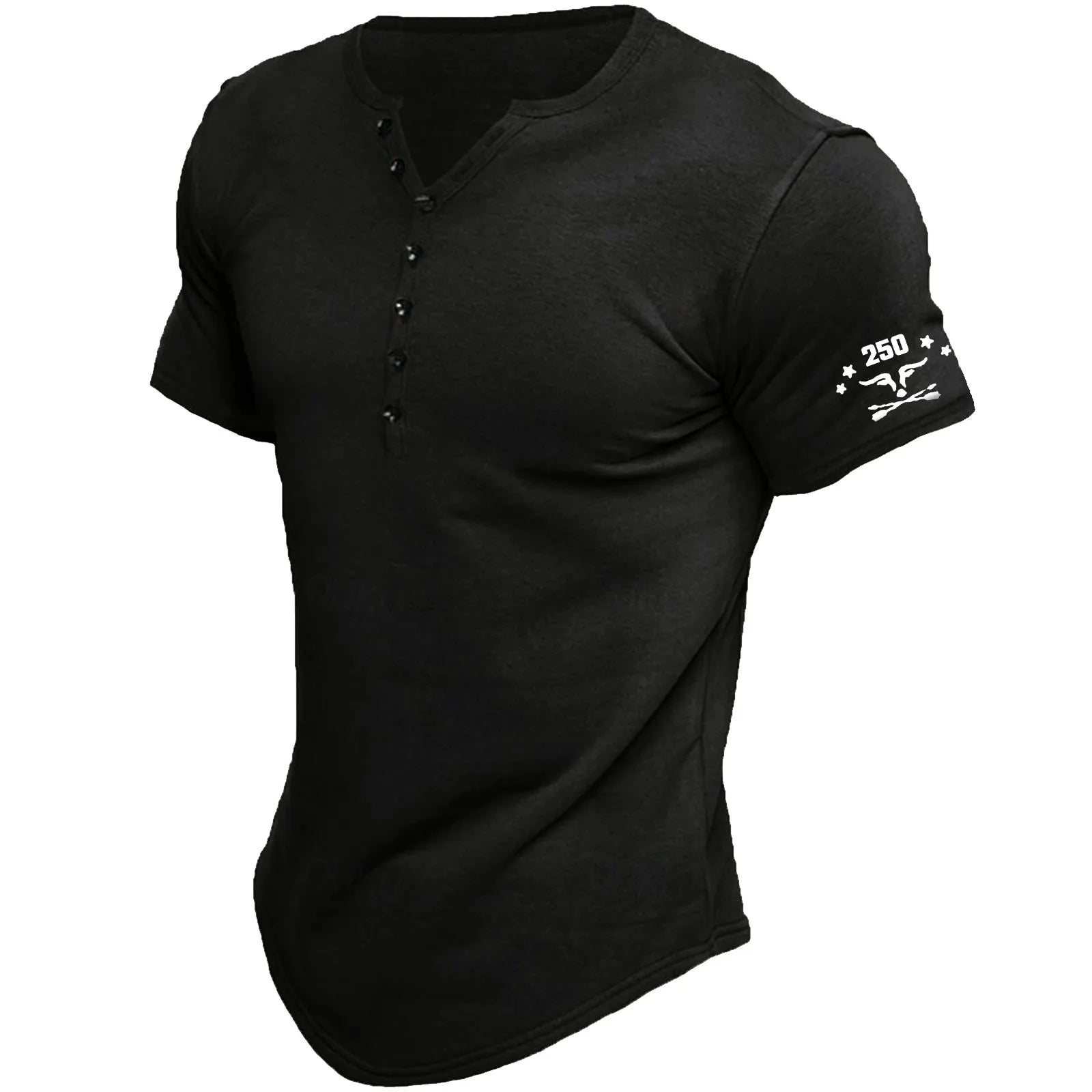 Men's T-shirt Tee Henley Top Short Sleeve Solid Color Simple Vintage Casual Button
