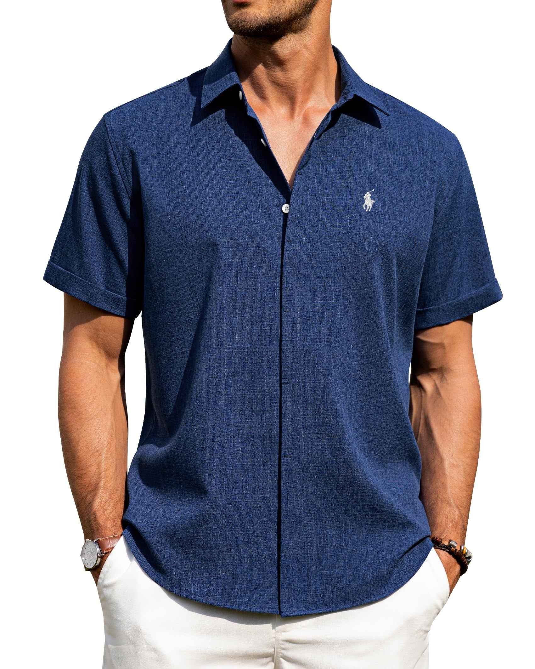 Men's Casual Cotton and Linen Shirt