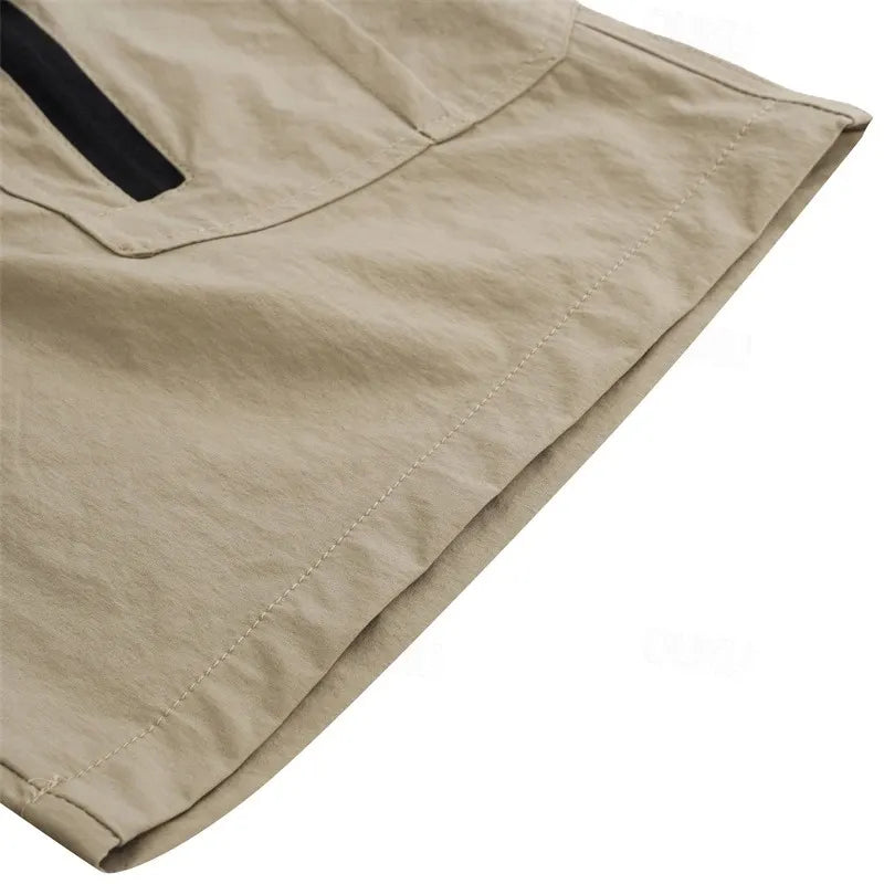 Men's Tactical Shorts, Work Shorts, Zippered Pockets, Solid Colour, Waterproof and Breathable