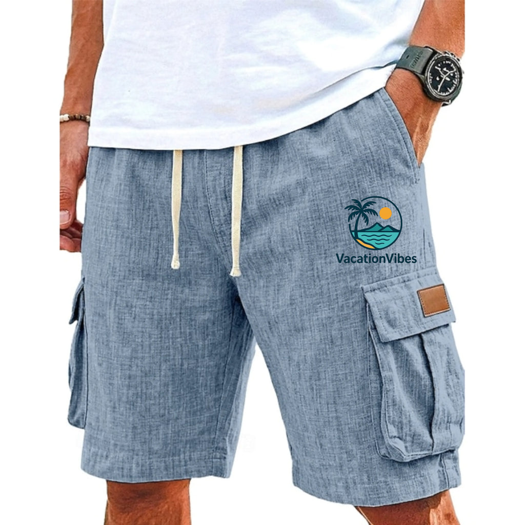 Men's Shorts Linen Shorts Beach Shorts Drawstring Elastic Waist Multi Pocket Plain Comfort