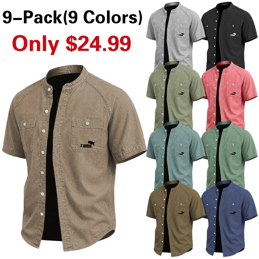 SoftFadeTM Men Shirt Casual Shirt Button Up Shirt Cotton Acid Wash Shirt