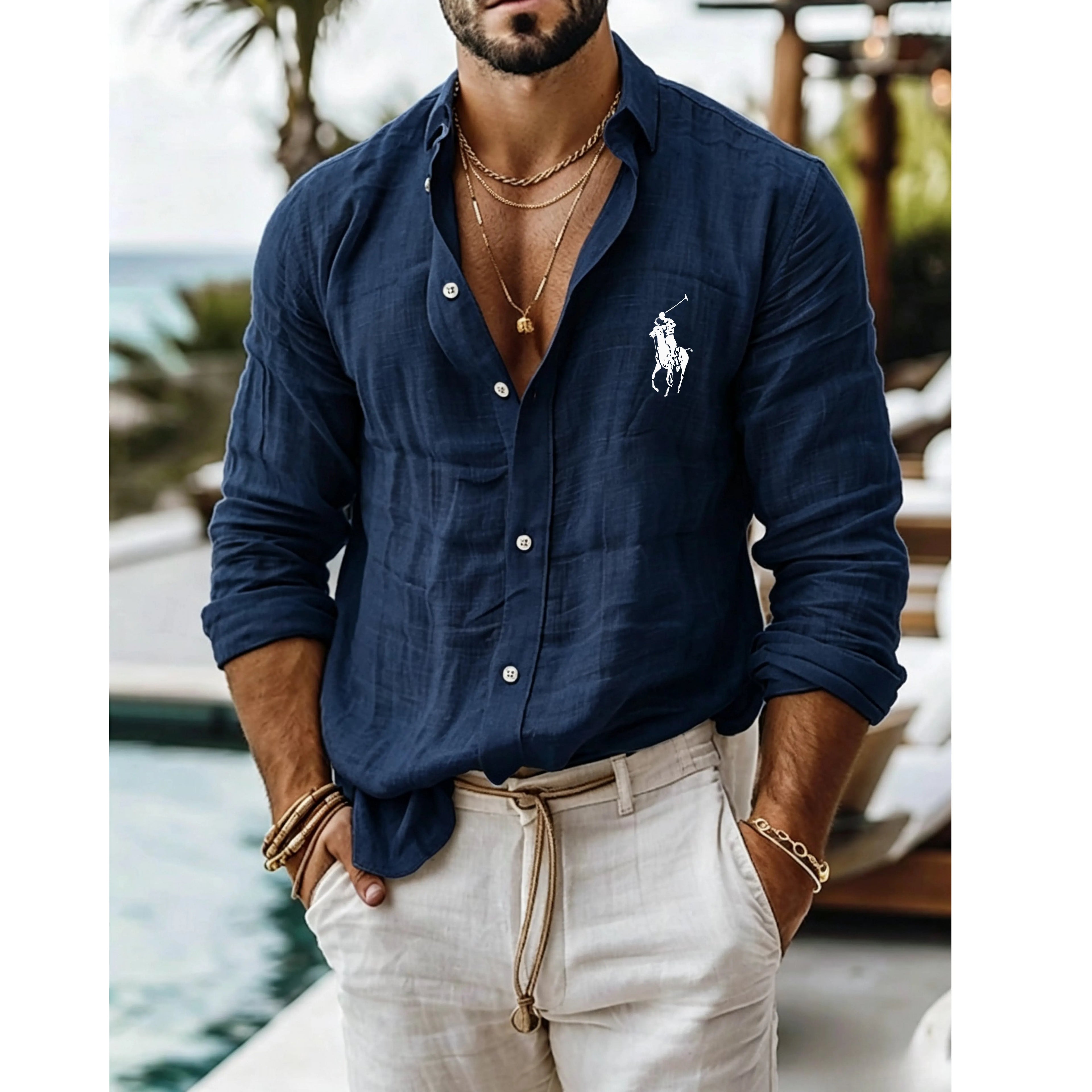 Men's Shirt Linen Shirt Summer Shirt Beach