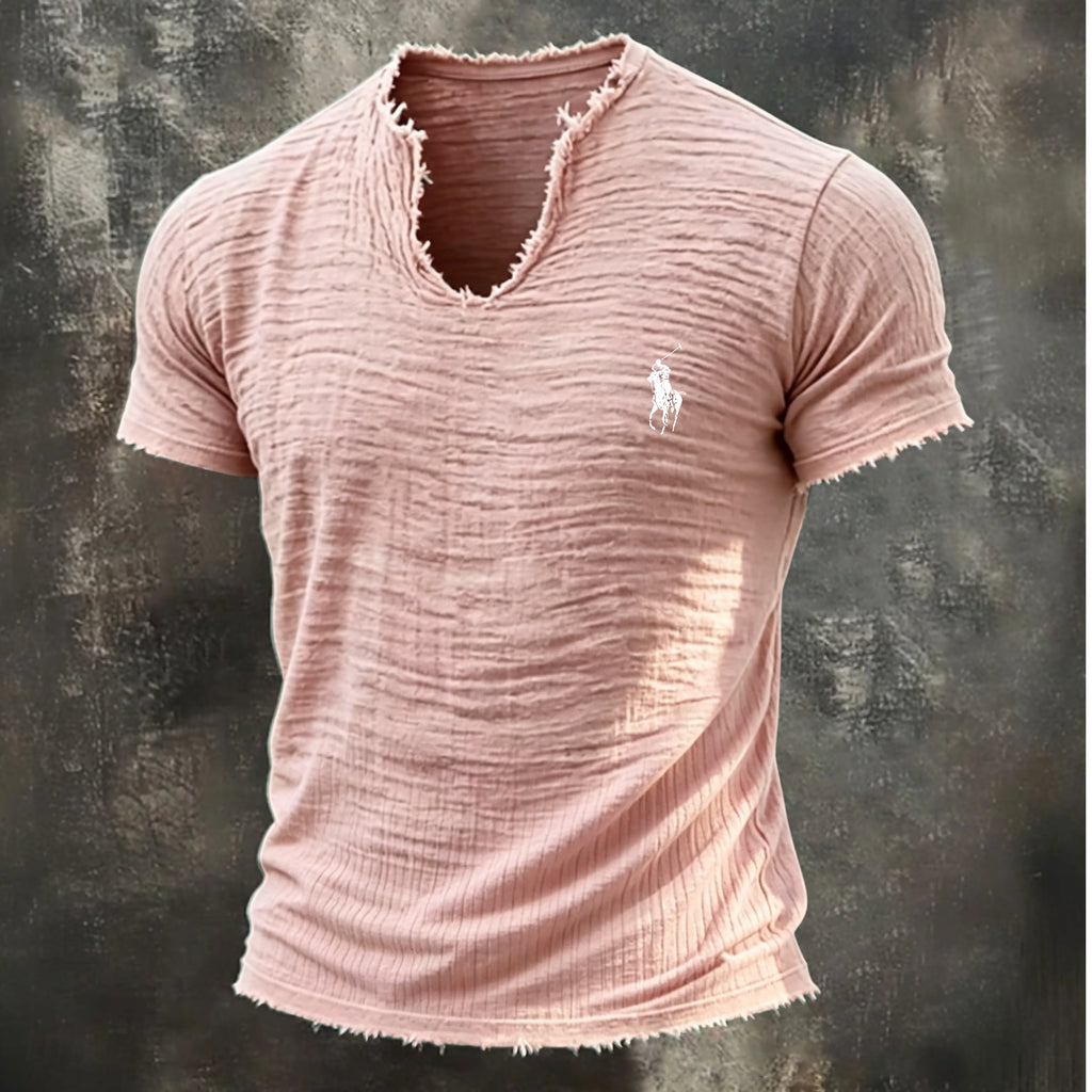 Men's T Shirt 100% Cotton T-Shirt Short Sleeve V Neck