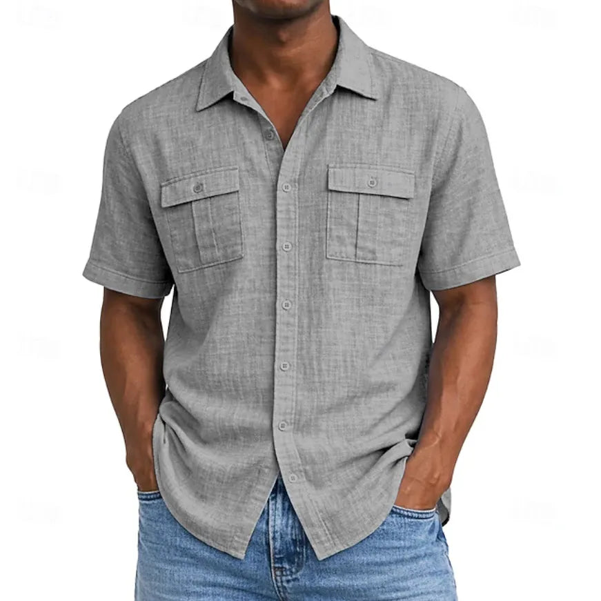 Men's Shirt Linen Shirt Summer Shirt Beach Wear Button Up Shirt Solid