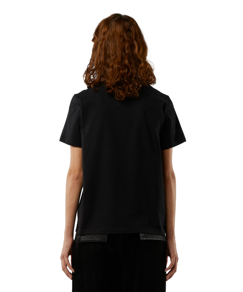 Crew neck T-shirt with MSGM box logo BLACK