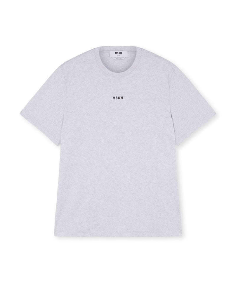 Round neck cotton T-shirt with micro logo Light Grey