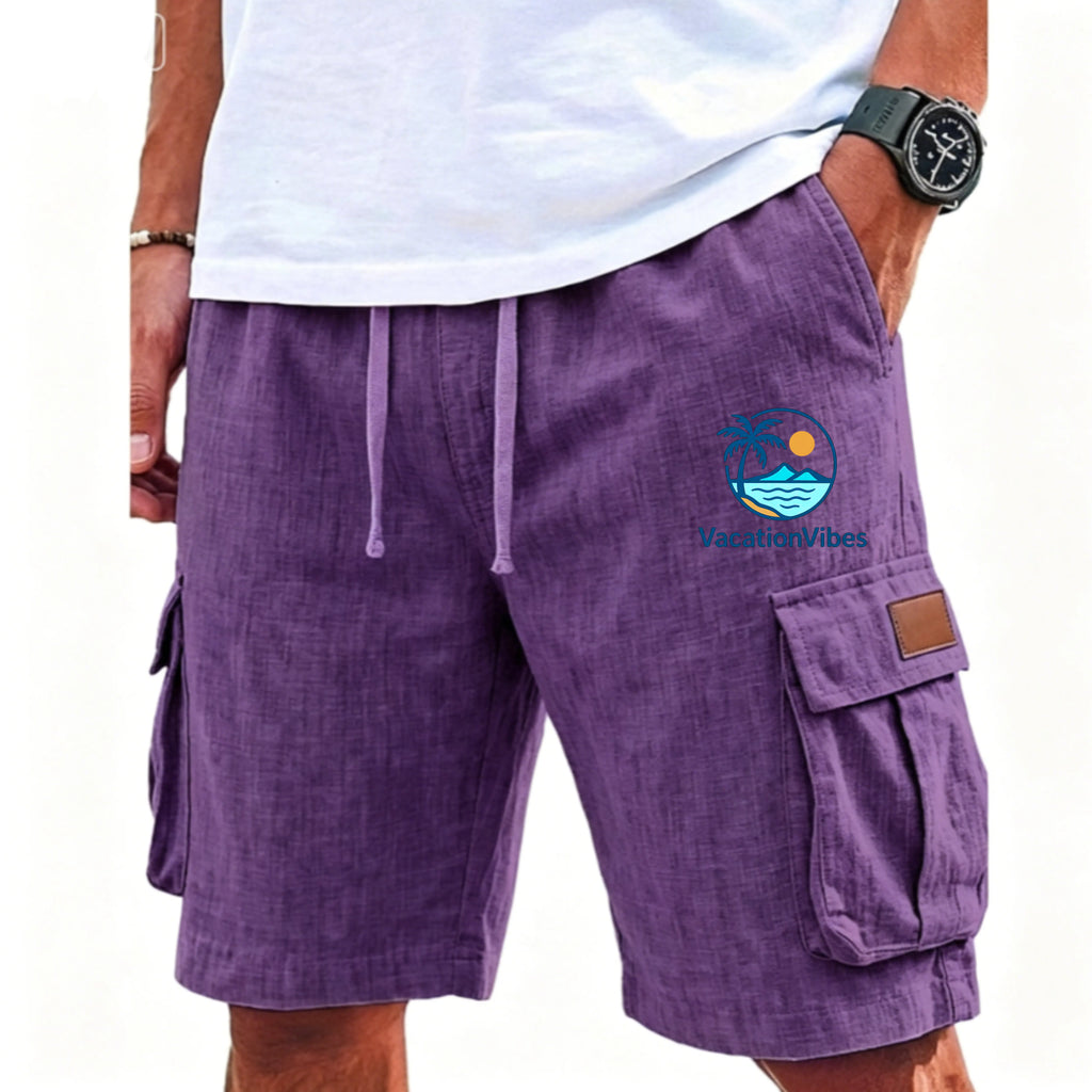 Men's Shorts Linen Shorts Beach Shorts Drawstring Elastic Waist Multi Pocket Plain Comfort