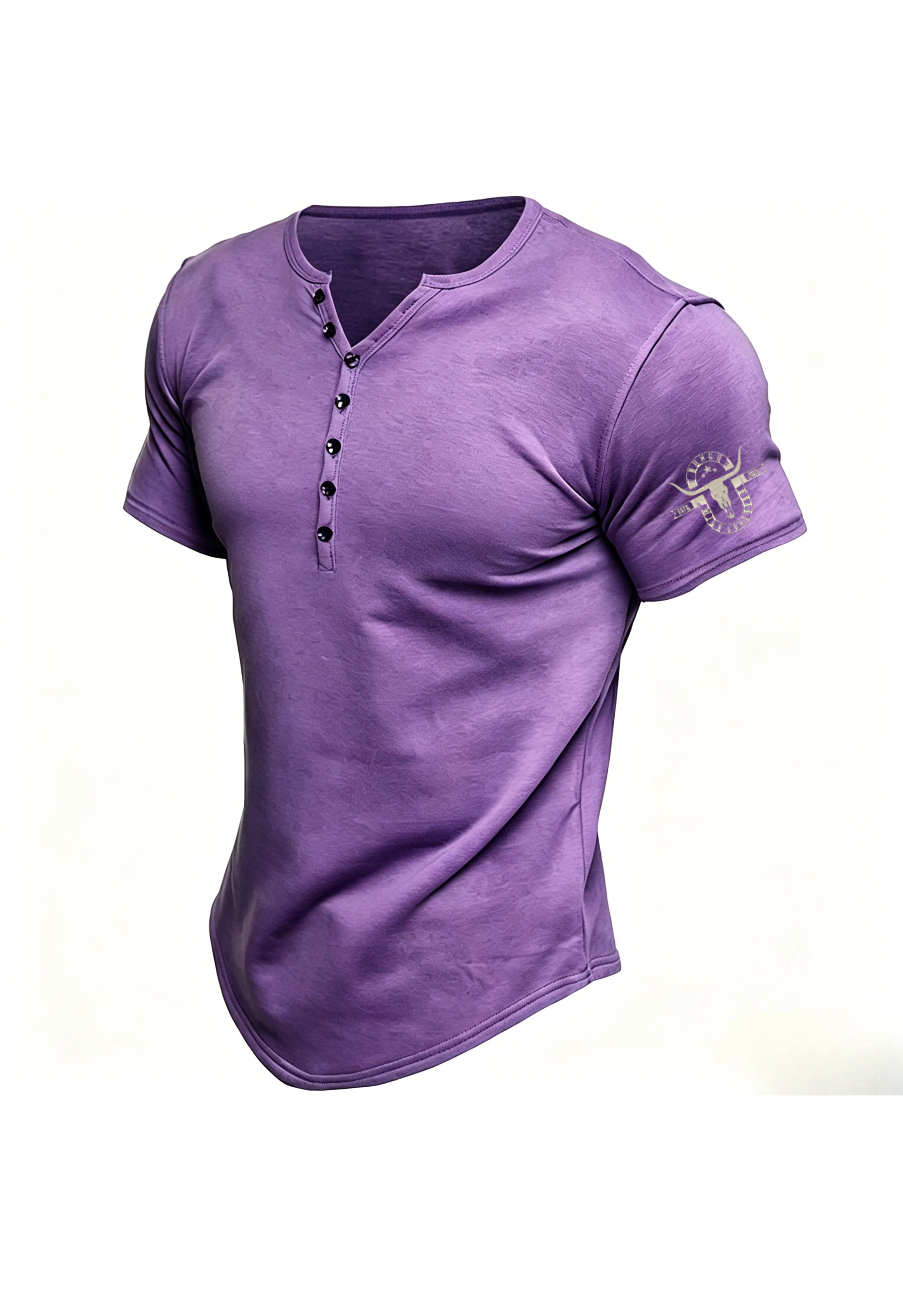 🔥Men's Henley Solid Color Casual Short Sleeve T-shirt Casual Vintage
