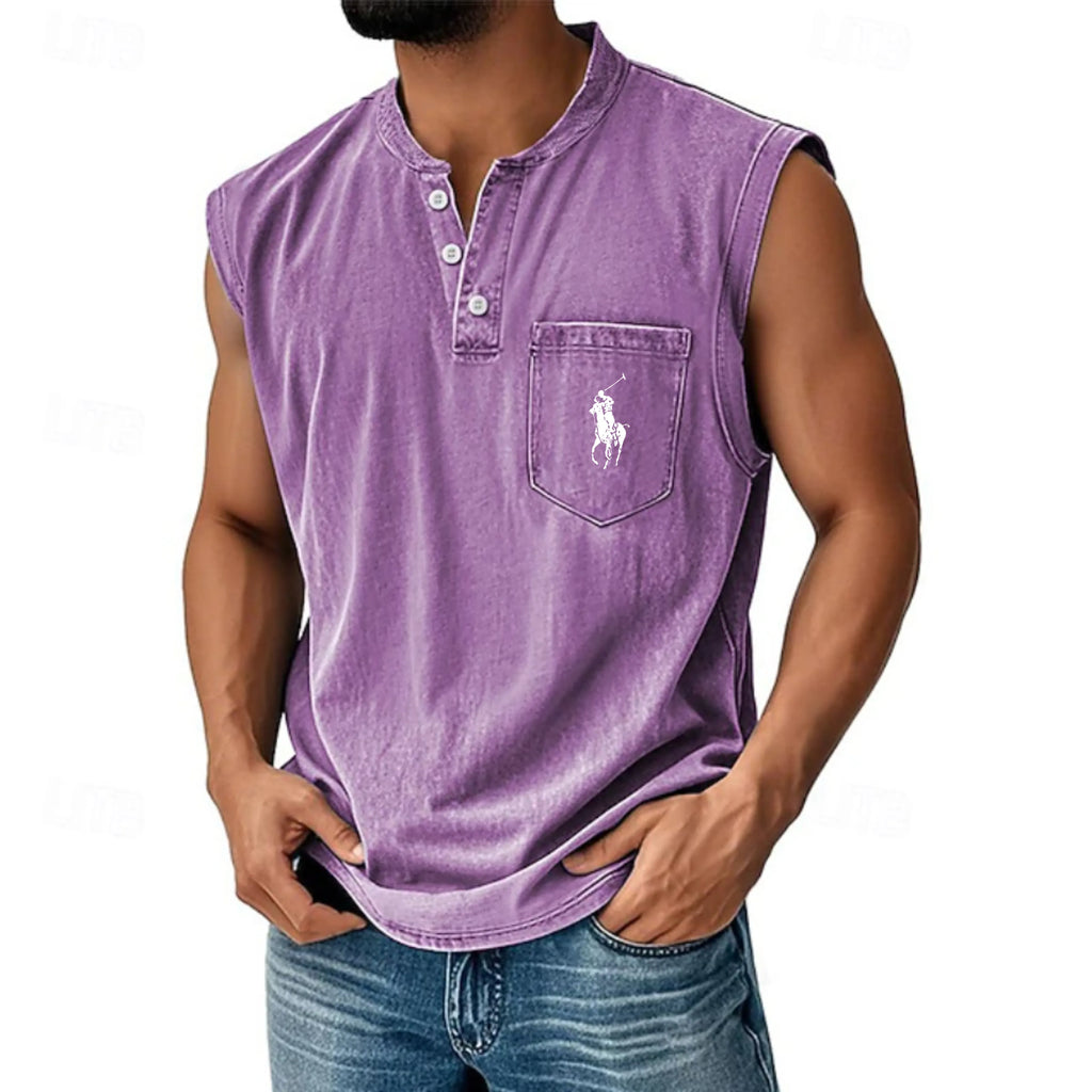 Men's Vintage Tank Top 100% Cotton Acid Wash Vest Top Undershirt Sleeveless Shirt