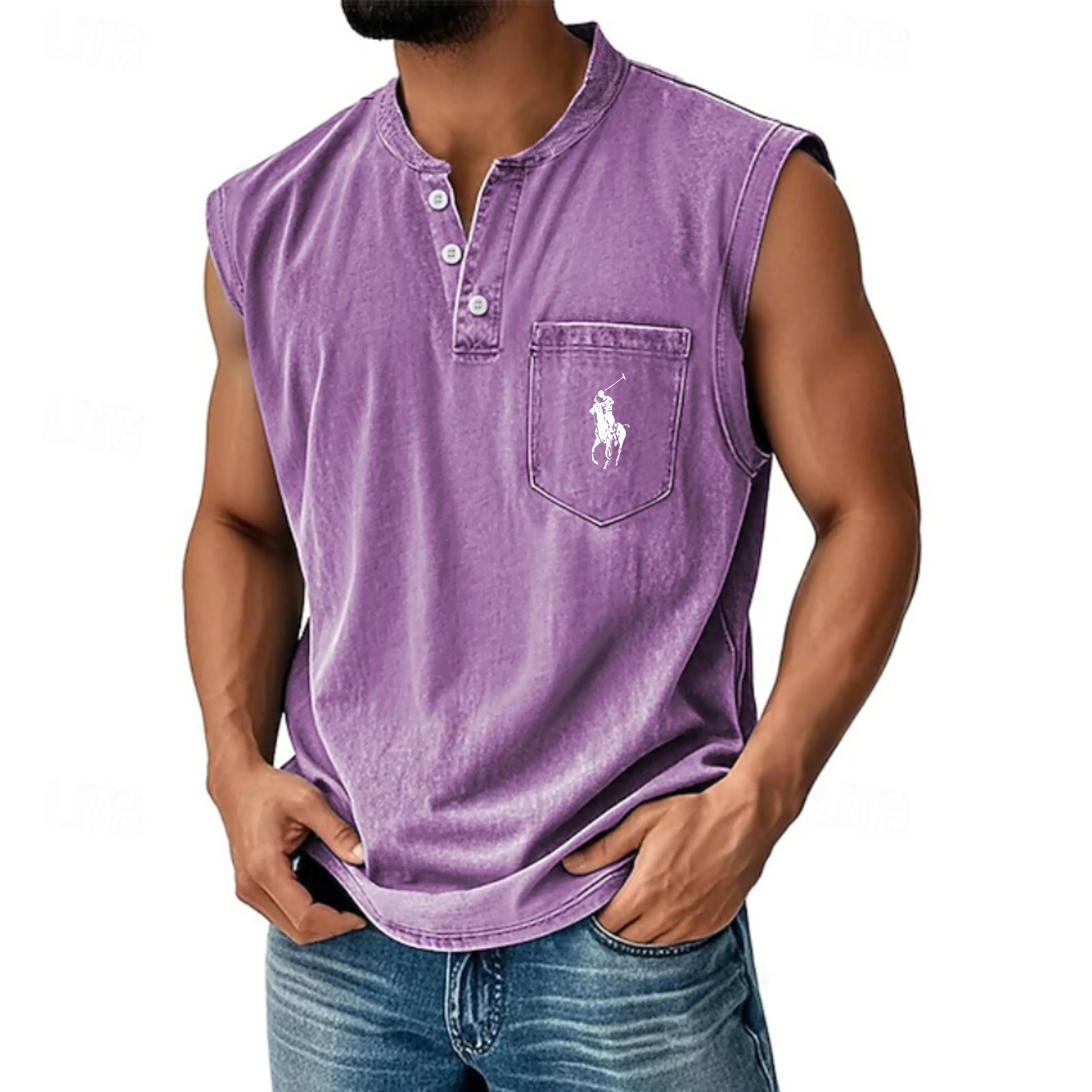 Men's Vintage Tank Top 100% Cotton Acid Wash Vest Top Undershirt Sleeveless Shirt