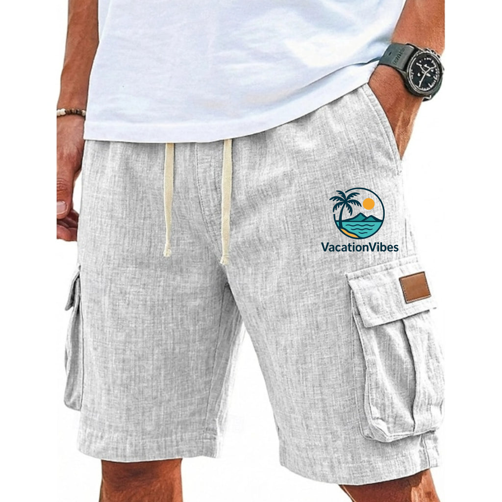 Men's Shorts Linen Shorts Beach Shorts Drawstring Elastic Waist Multi Pocket Plain Comfort