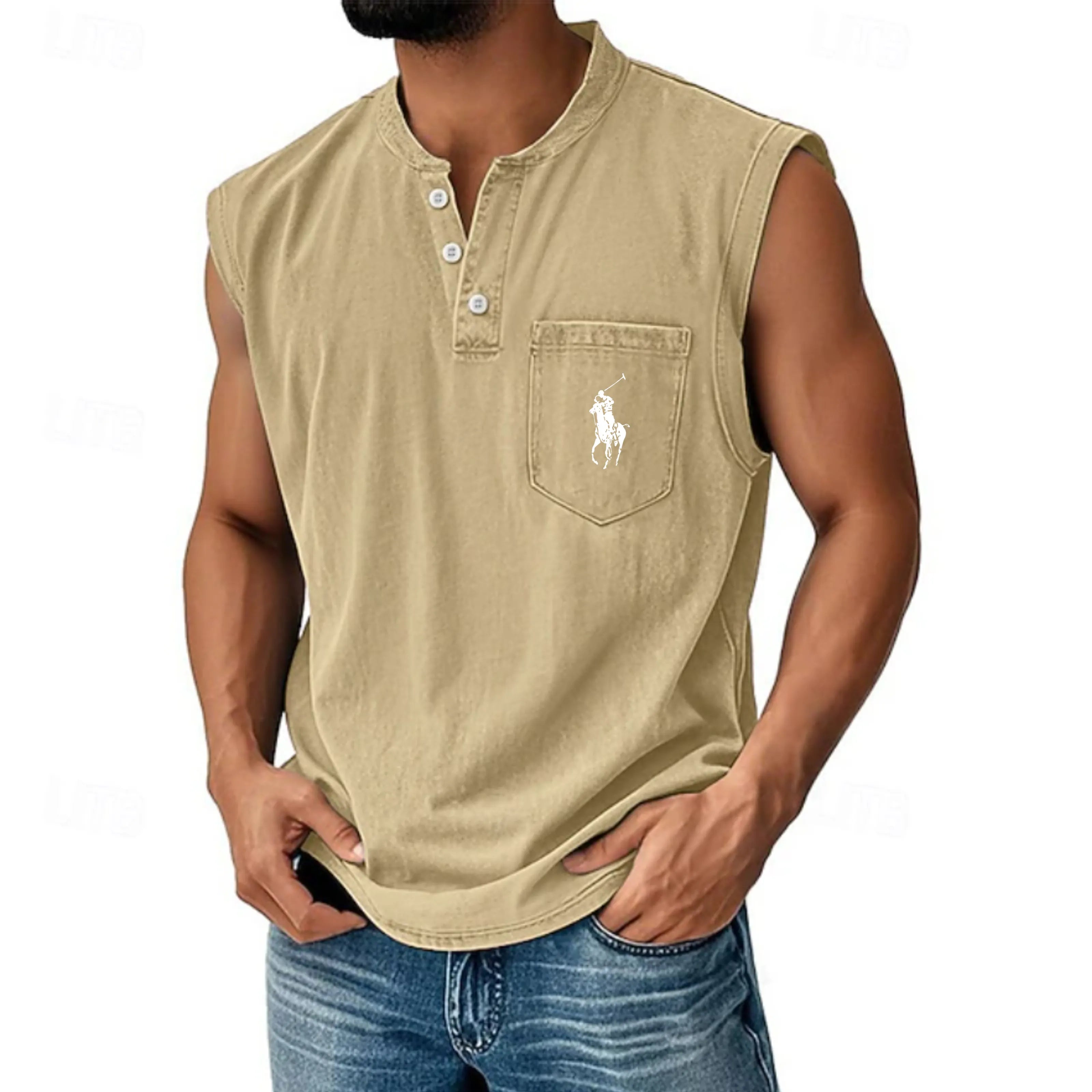 Men's Vintage Tank Top 100% Cotton Acid Wash Vest Top Undershirt Sleeveless Shirt