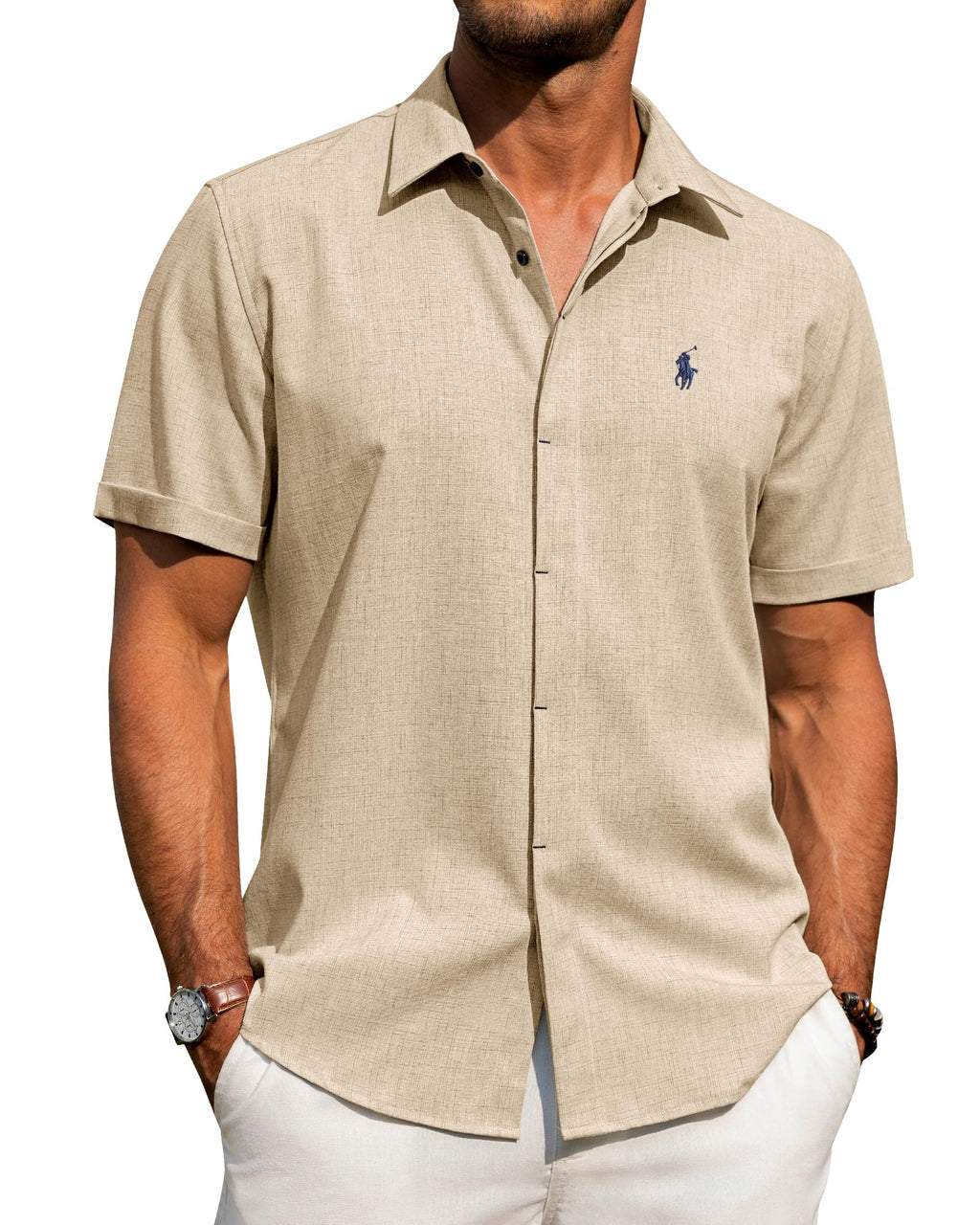Men's Casual Cotton and Linen Shirt