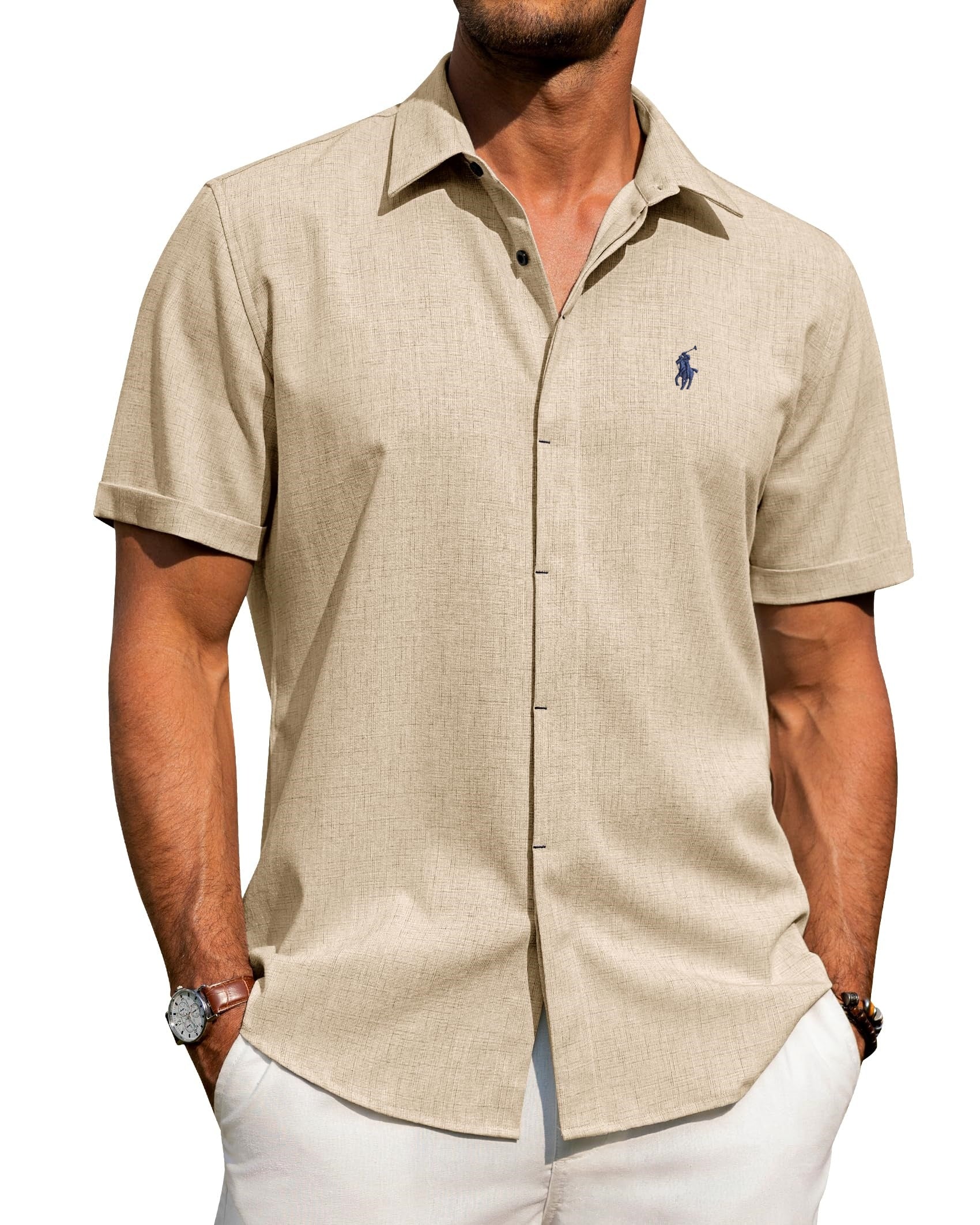 Men's Casual Cotton and Linen Shirt