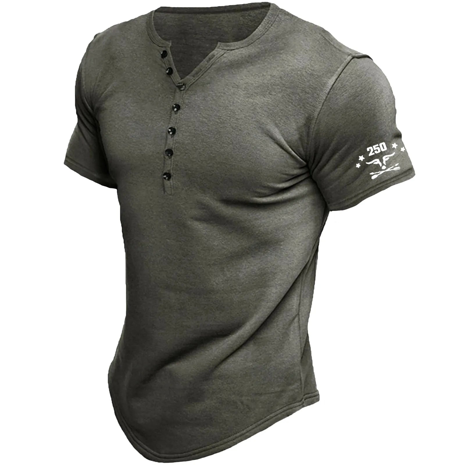 Men's T-shirt Tee Henley Top Short Sleeve Solid Color Simple Vintage Casual Button