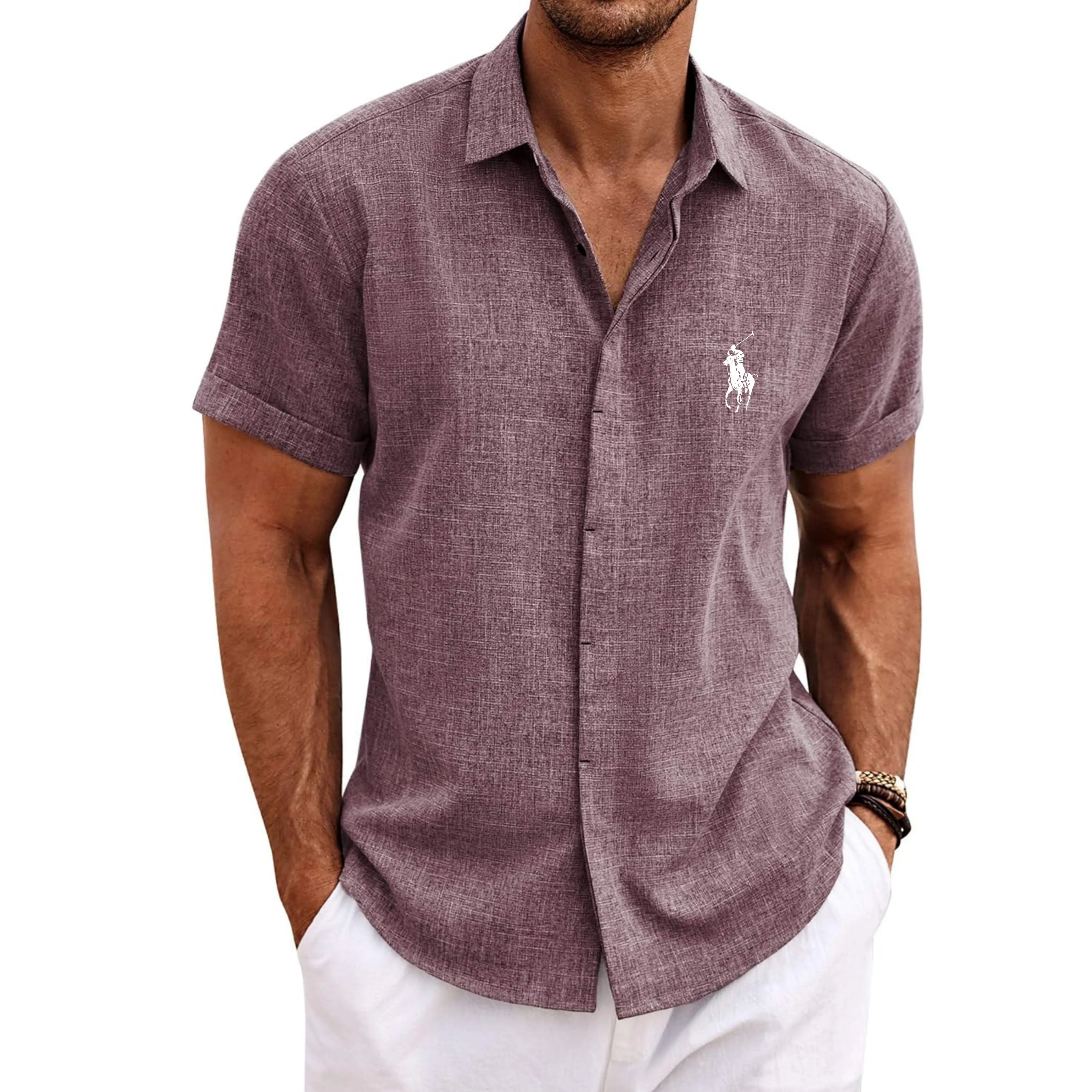 COOFANDY Men's Linen Shirts Short Sleeve Casual Shirts