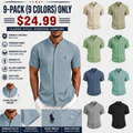 Men's Linen Shirts Short Sleeve Casual Button Down Shirt for Men