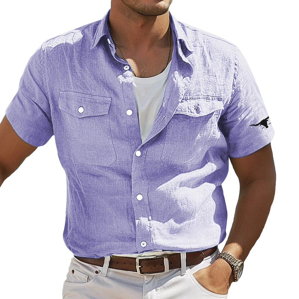 Men's Shirt Linen Shirt Summer Shirt Beach Shirt Solid Color Vacation Curise