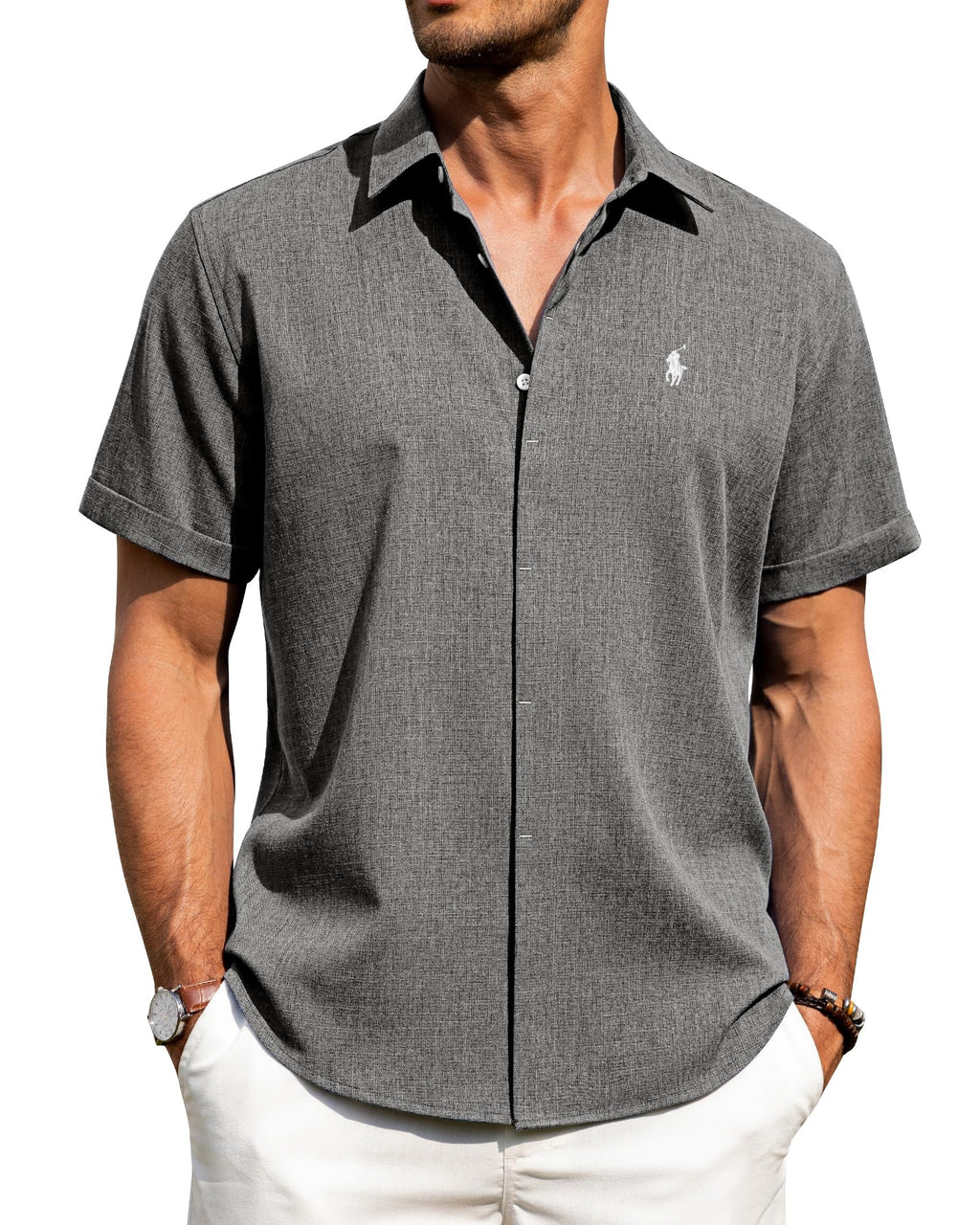 Men's Casual Cotton and Linen Shirt