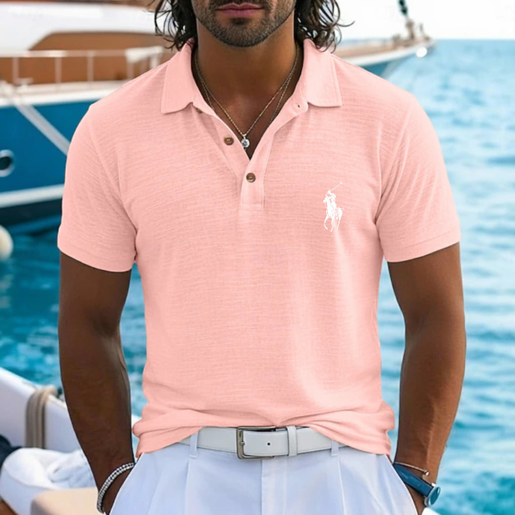 Men's Linen Polo Shirts Casual Vacation Classic Short Sleeve Vacation Fashion Plain