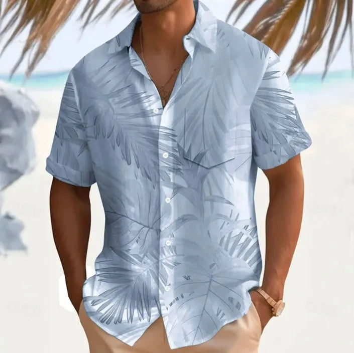 Men's beach shirt, button-up, casual holiday wear, spring and summer clothing