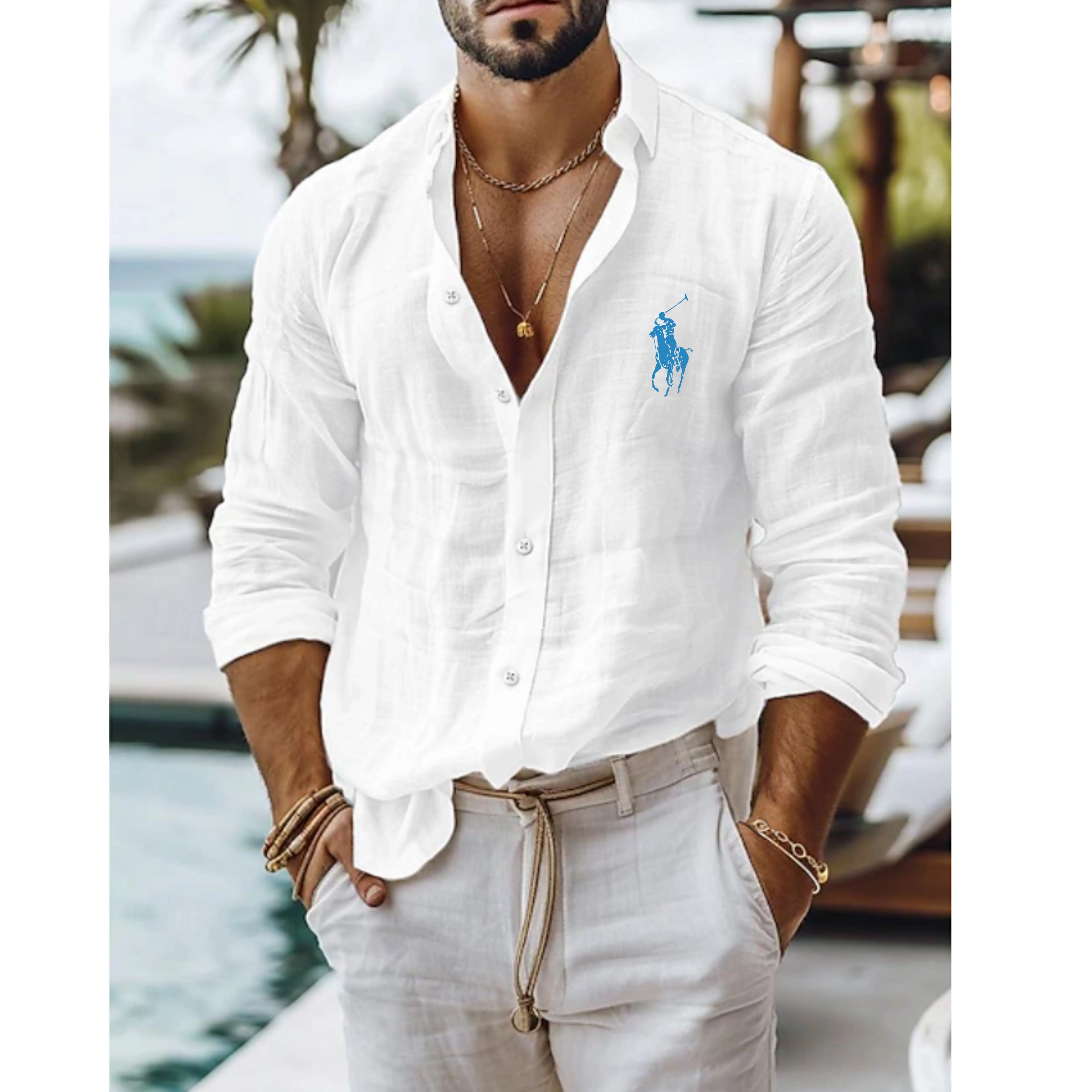 Men's Shirt Linen Shirt Summer Shirt Beach