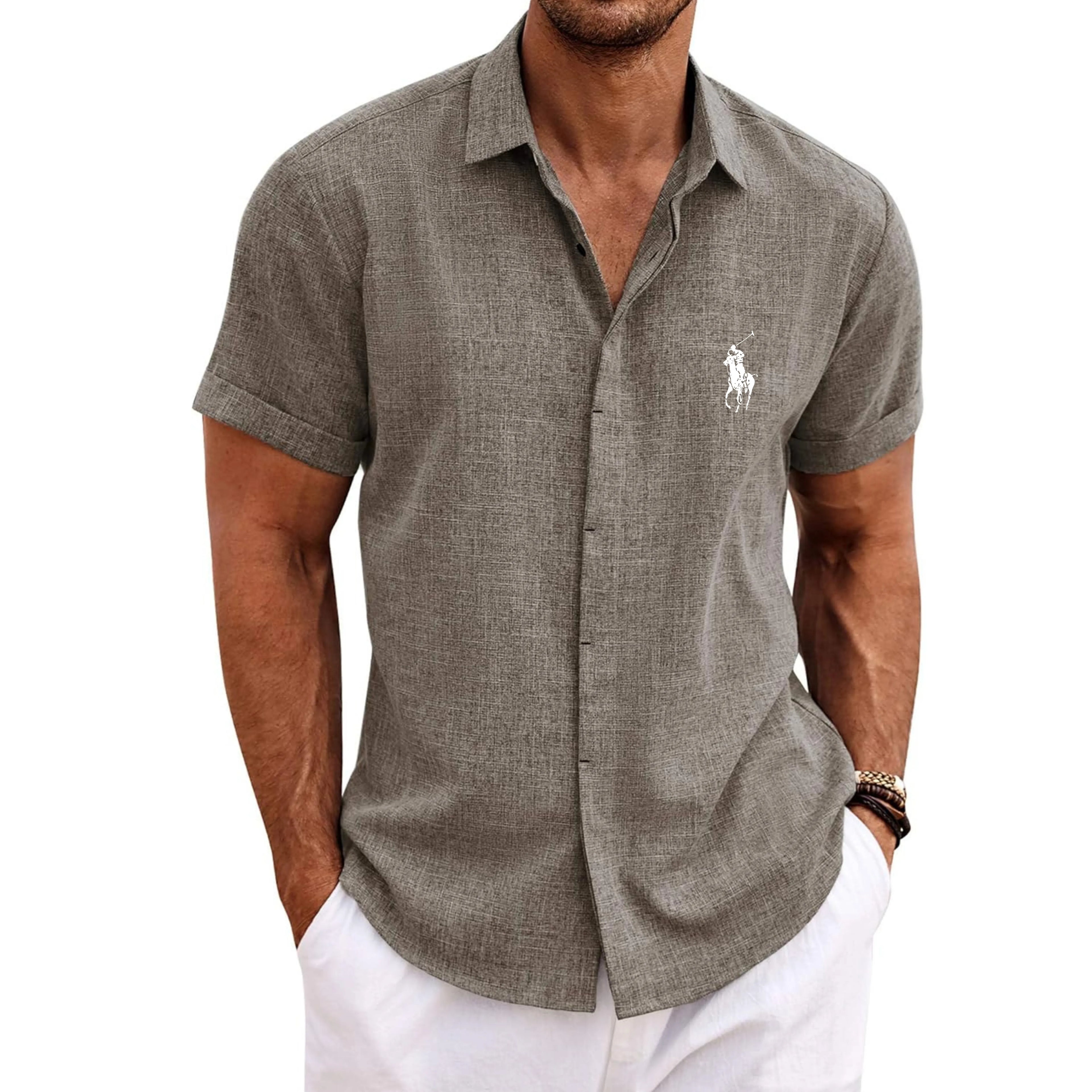 COOFANDY Men's Linen Shirts Short Sleeve Casual Shirts