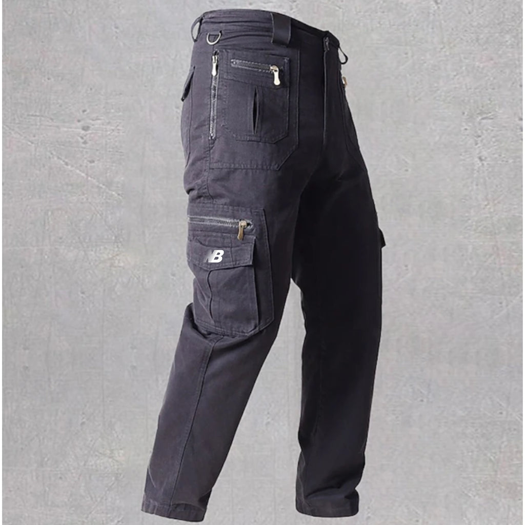 Men's work trousers  zip pockets multiple pockets  solid colour outdoor