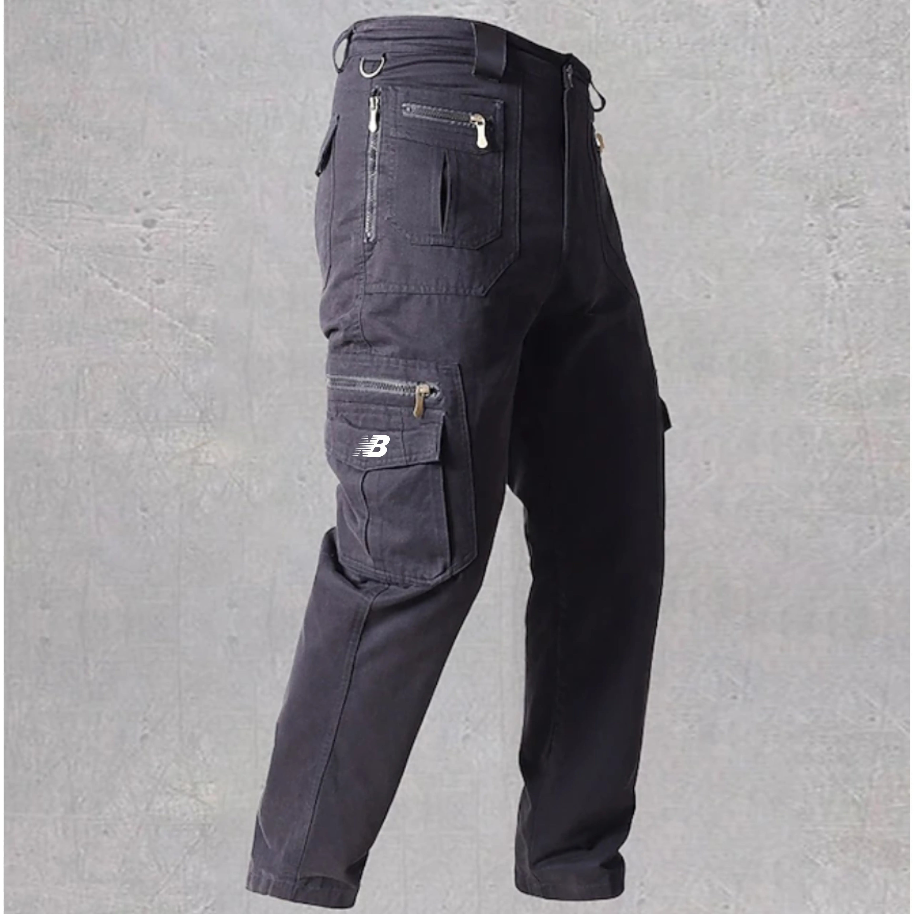 Men's work trousers  zip pockets multiple pockets  solid colour outdoor