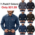 Mens Western Pearl Snap Denim Shirt Linen Blend Long Sleeve Lightweight