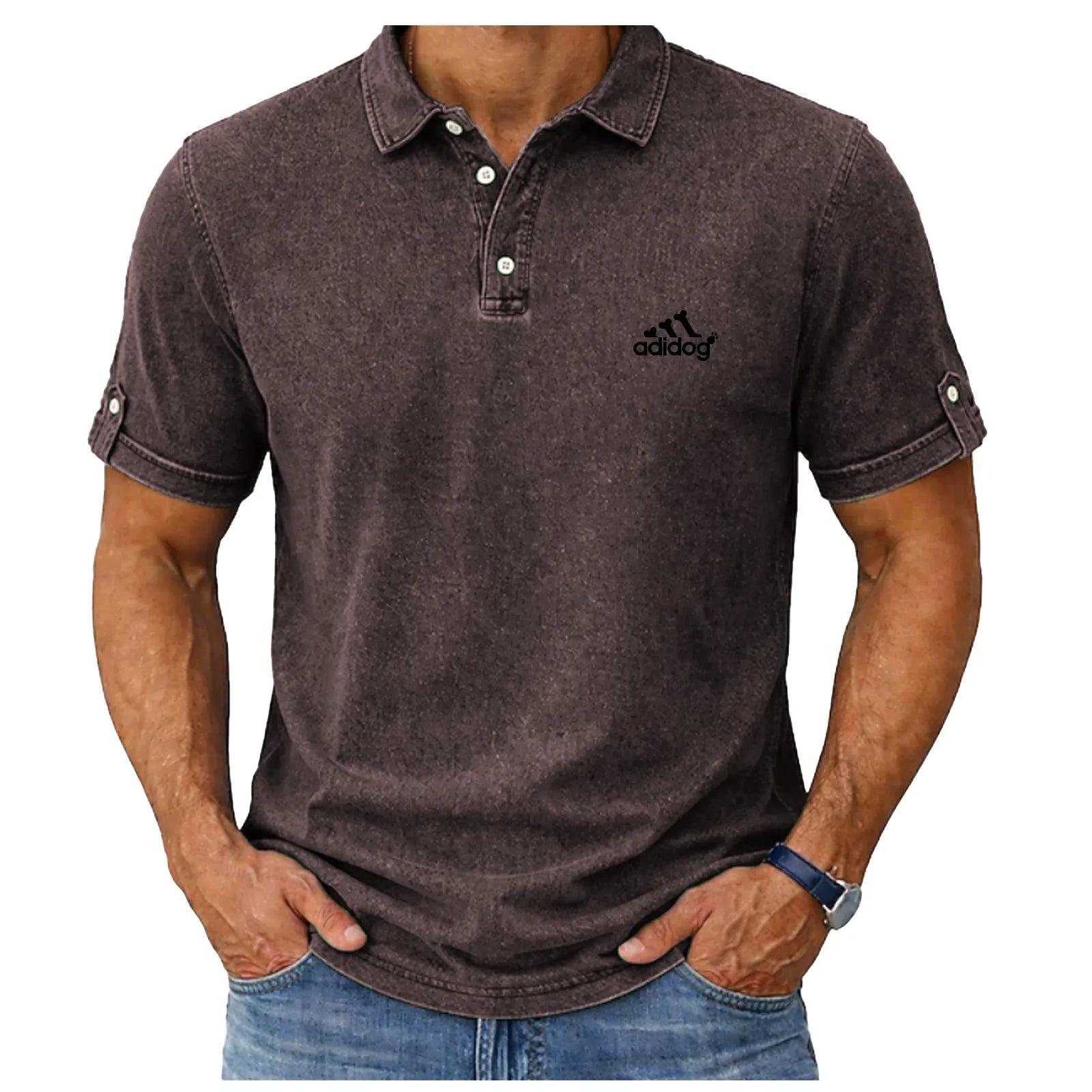 SoftFadeTM Men's Polo Shirts 100% Cotton Acid Wash Shirt Casual Holiday Lapel Short Sleeve