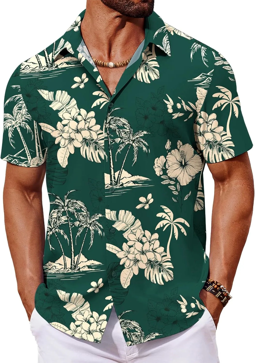 COOFANDY Mens Hawaiian Shirt Short Sleeve Button Down Shirts Tropical Floral Summer Beach Shirts