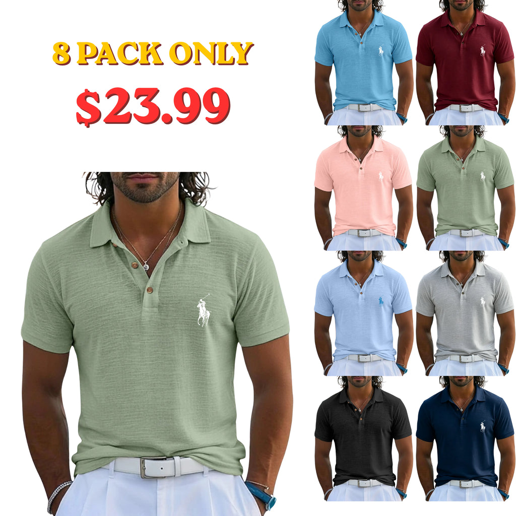 Men's Linen Polo Shirts Casual Vacation Classic Short Sleeve Vacation Fashion Plain