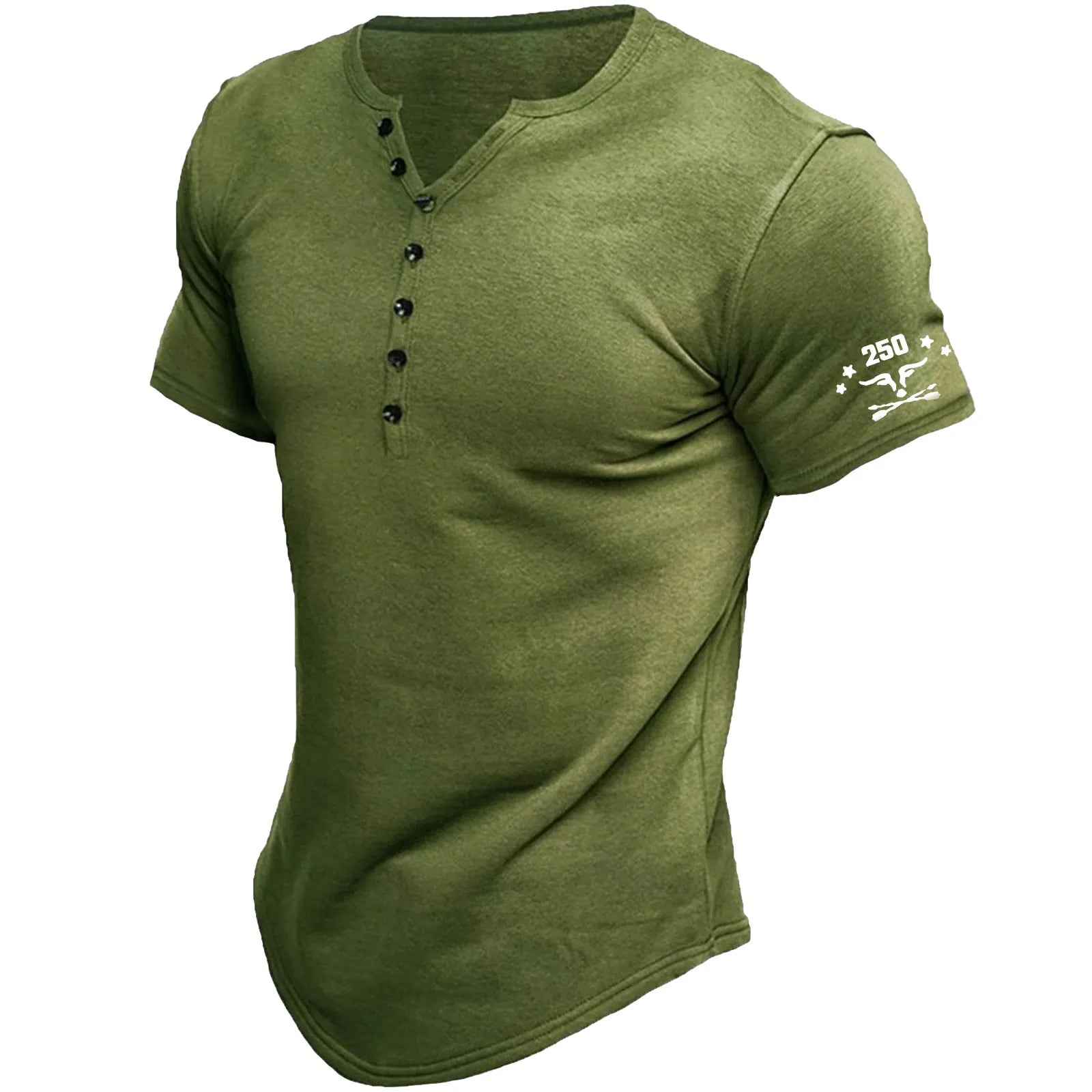Men's T-shirt Tee Henley Top Short Sleeve Solid Color Simple Vintage Casual Button