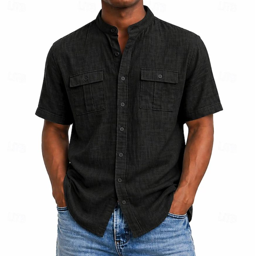 Men's Shirt Linen Shirt Summer Shirt Beach Wear Button Up Shirt Solid
