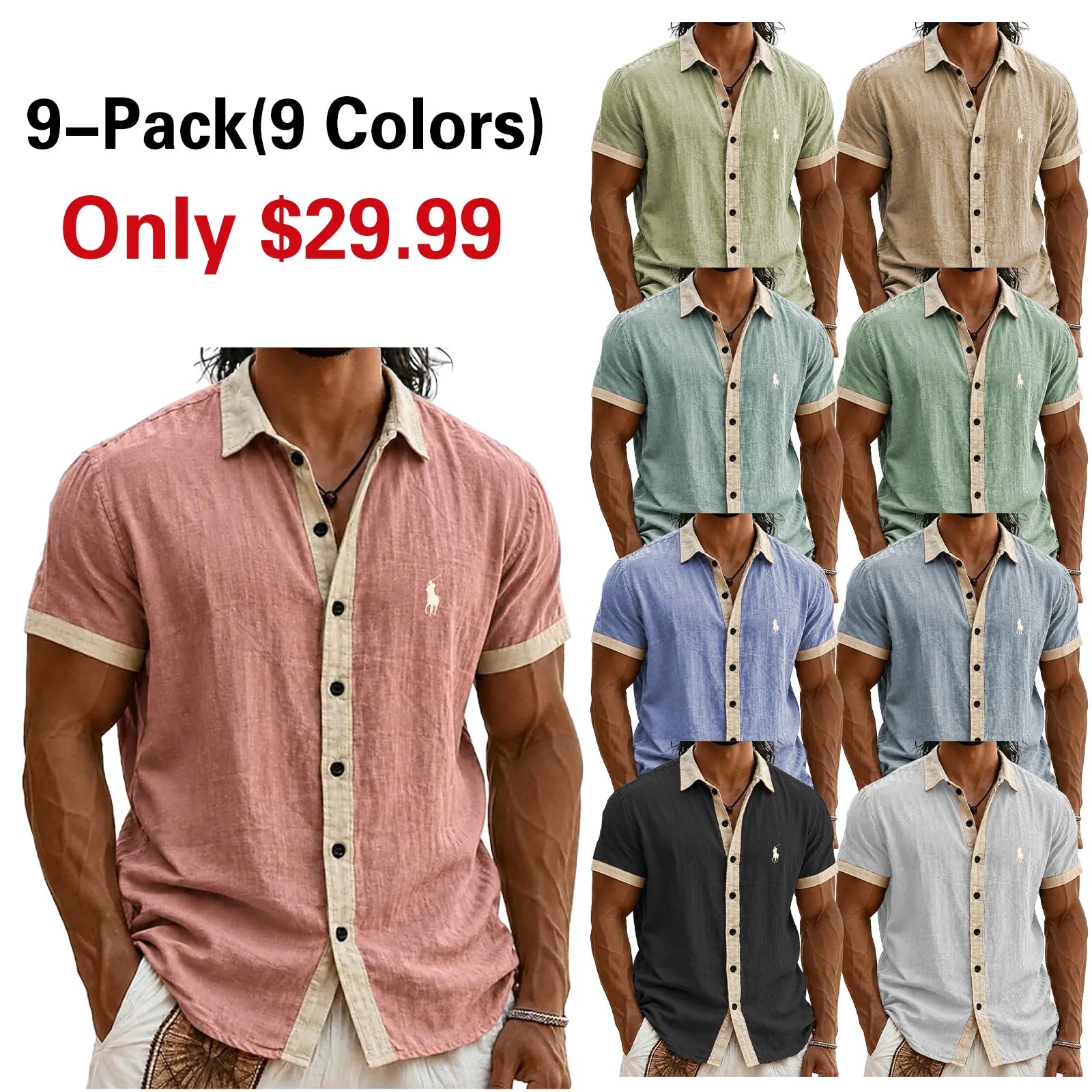 Men's Linen Shirt Summer Shirt Button-Down Shirt Beach Shirt