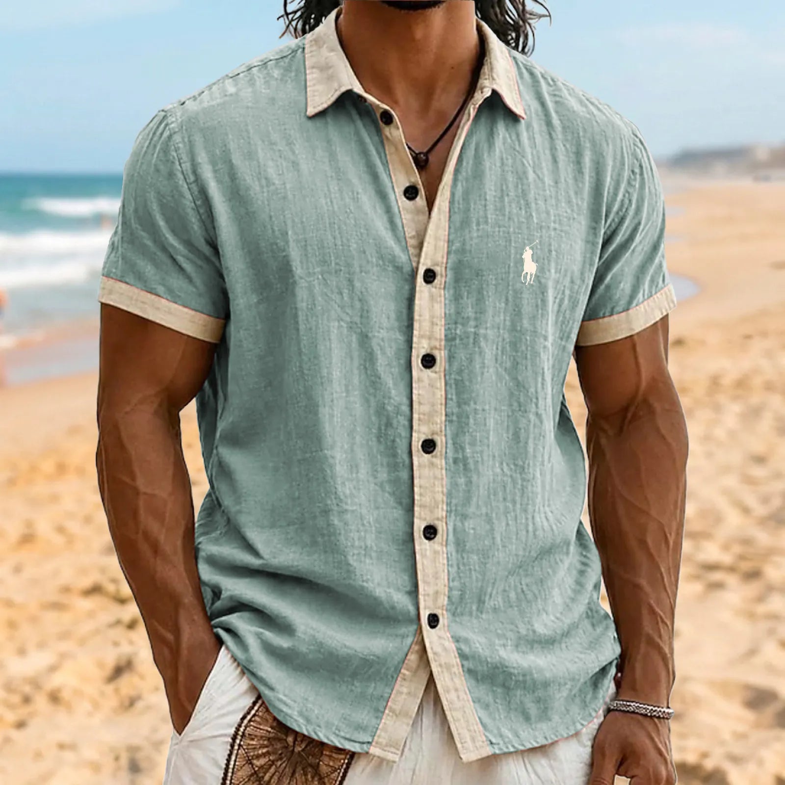 Men's Linen Shirt Summer Shirt Button-Down Shirt Beach Shirt