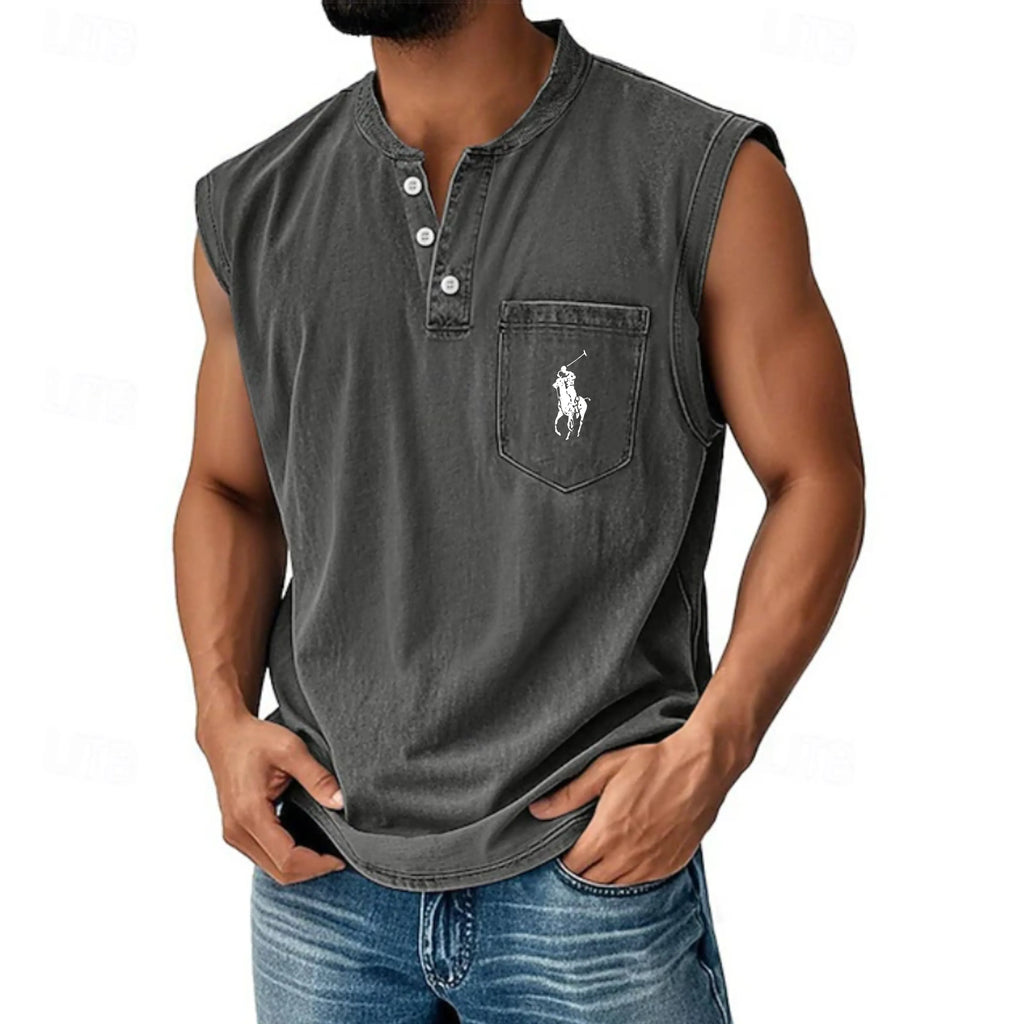 Men's Vintage Tank Top 100% Cotton Acid Wash Vest Top Undershirt Sleeveless Shirt
