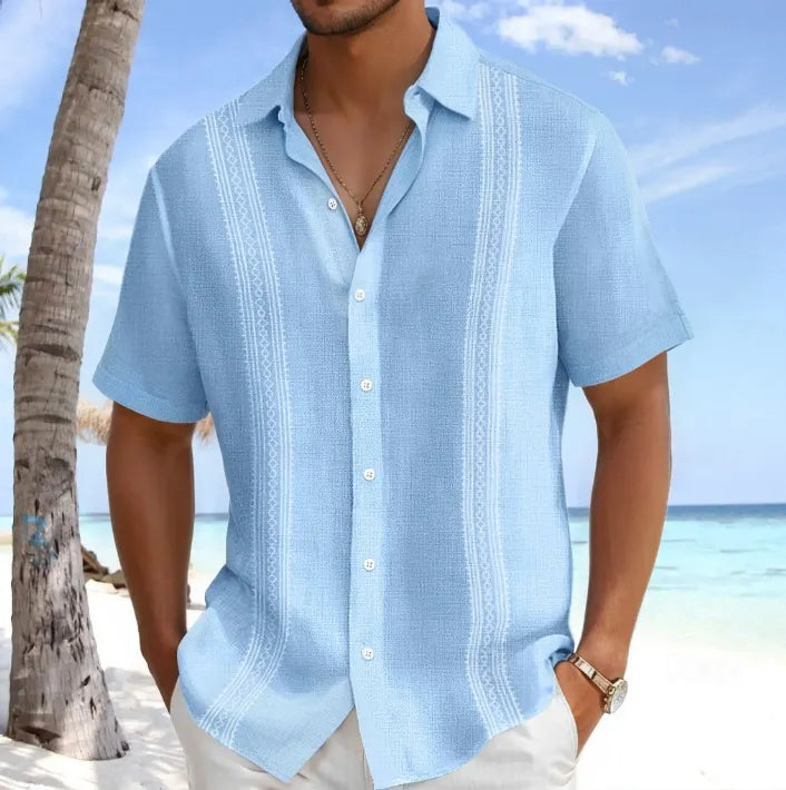 Men's beach shirt, button-up, casual holiday wear, spring and summer clothing