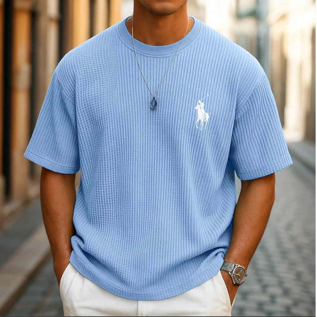 Men's Waffle T-shirt Tee Top Short Sleeve Crew Neck Summer