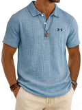 Men's Slub Cotton-Linen Casual Polo Shirt