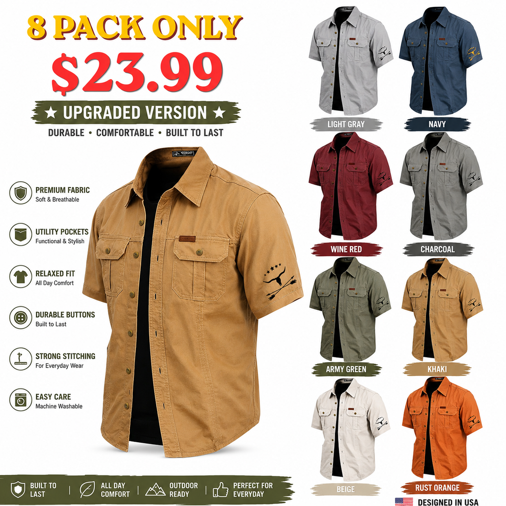 Men's Cow Print Work Shirt Western Shirt Cargo Shirt Short Sleeve Casual Tactical