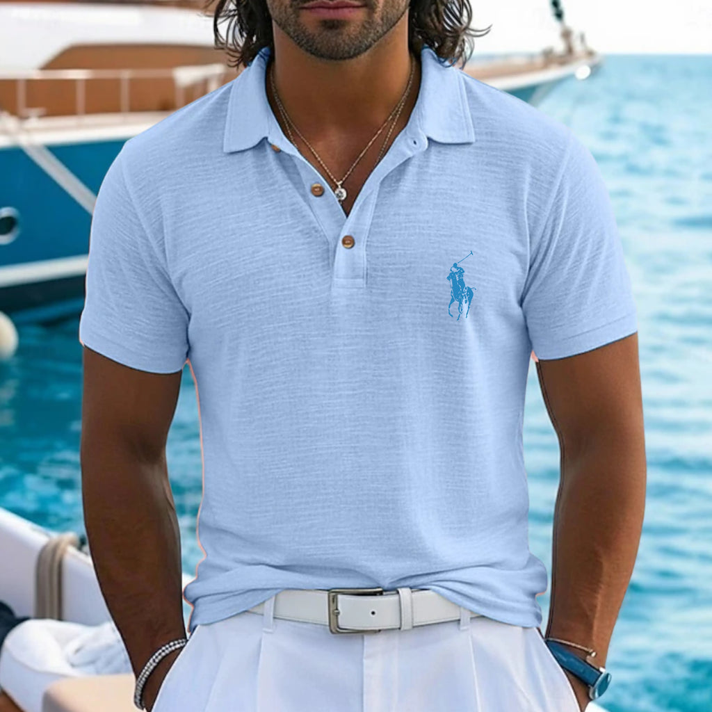 Men's Linen Polo Shirts Casual Vacation Classic Short Sleeve Vacation Fashion Plain