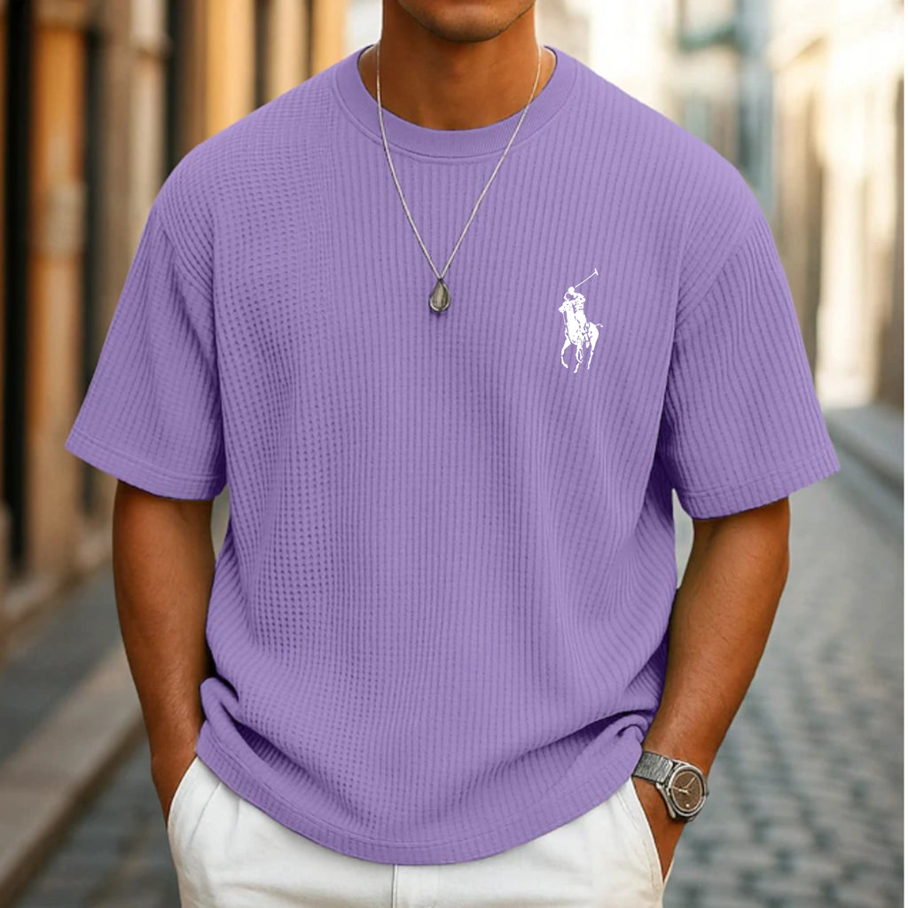 Men's Waffle T-shirt Tee Top Short Sleeve Crew Neck Summer